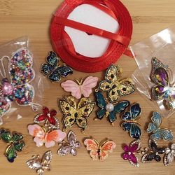 19 Assorted New  Stunningly Beautiful multi-colored Rhinestone Butterfly.