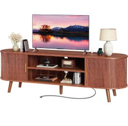 54- Inch Fluted TV Stand for TVs up to 55, 65 Inch, TV Media Console with Power Outlets and USB-C Port