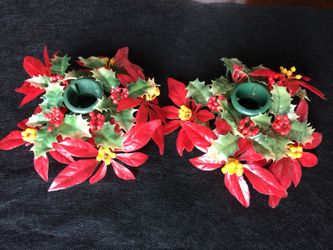 Vintage Poinsettia Candle Holders