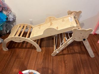 Norbee Pikler Triangle Set Foldable Wooden Toddler Climbing Toys Indoor, Playground Jungle Gym for Kids, Montessori Climbing Set for Toddlers