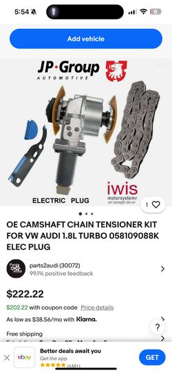 CAMSHAFT CHAIN TENSIONER KIT FOR VW AUDI 1.8L TURBO