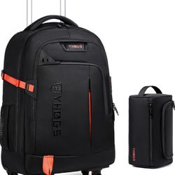 (173) Rucyen Rolling Backpack for Men Women, 22” Backpack with Carry-on Bag, Detachable Wheels 2 Pack
