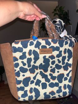 Wrangler Western Cow tote/purse Tan Suede Pocket