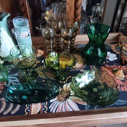 Vtg green glass sale