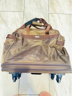 HANKE 19"-22" Rolling Duffle Bag Wheels Carry On Nylon Solid Brown/Tan