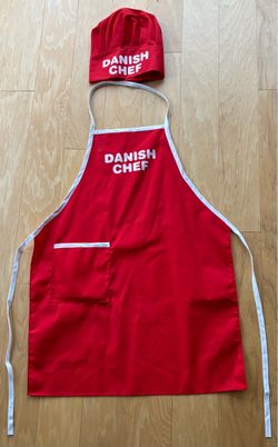 Danish apron and chef hat, new.
