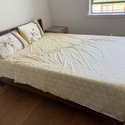 Queen Bed Frame With Side Table