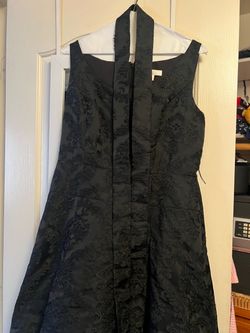 Black Brocade Sleeveless A-Line Dress sz 10