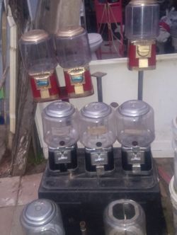 Gumball Machines & Half Box Of Gumballs