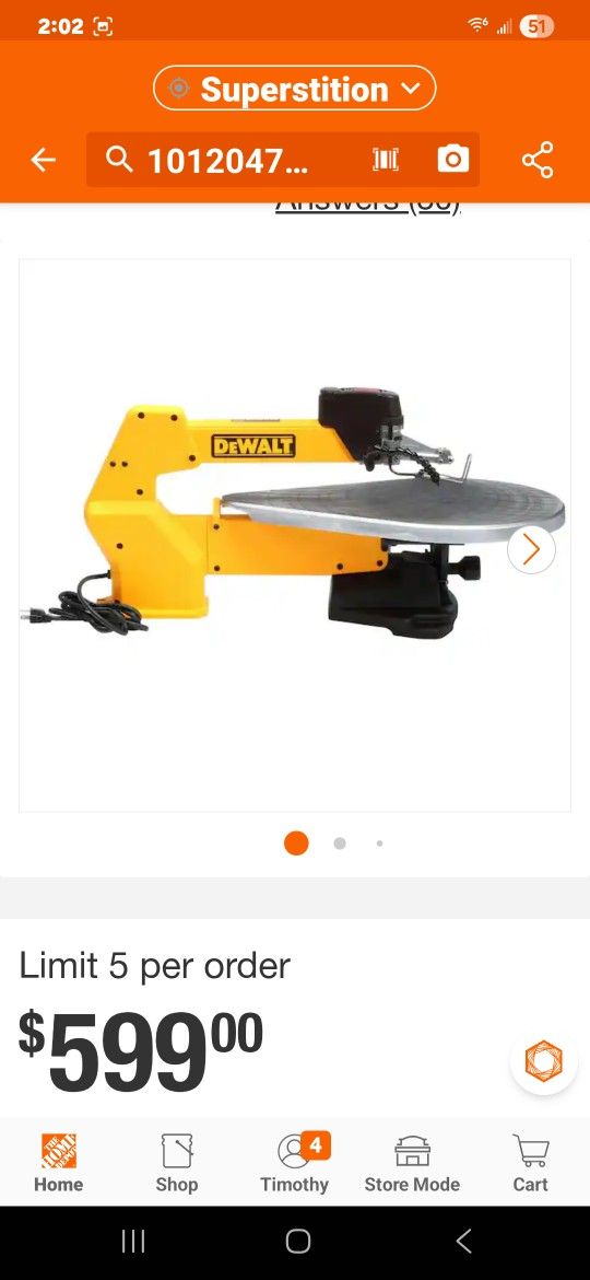 DEWALT
20 in. Variable-Speed Scroll Saw