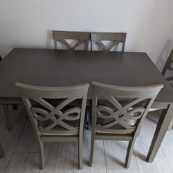 7 Piece Grey Wood Dining Set (New In Box)