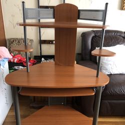 Computer Desk With Large Shelf On Bottom Pull Out Shelf Large Shelf On Top Two Side Shelves