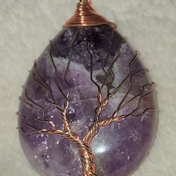 Elegant Amethyst Pendant Wrapped in Copper Wire a Natural Healing Stone