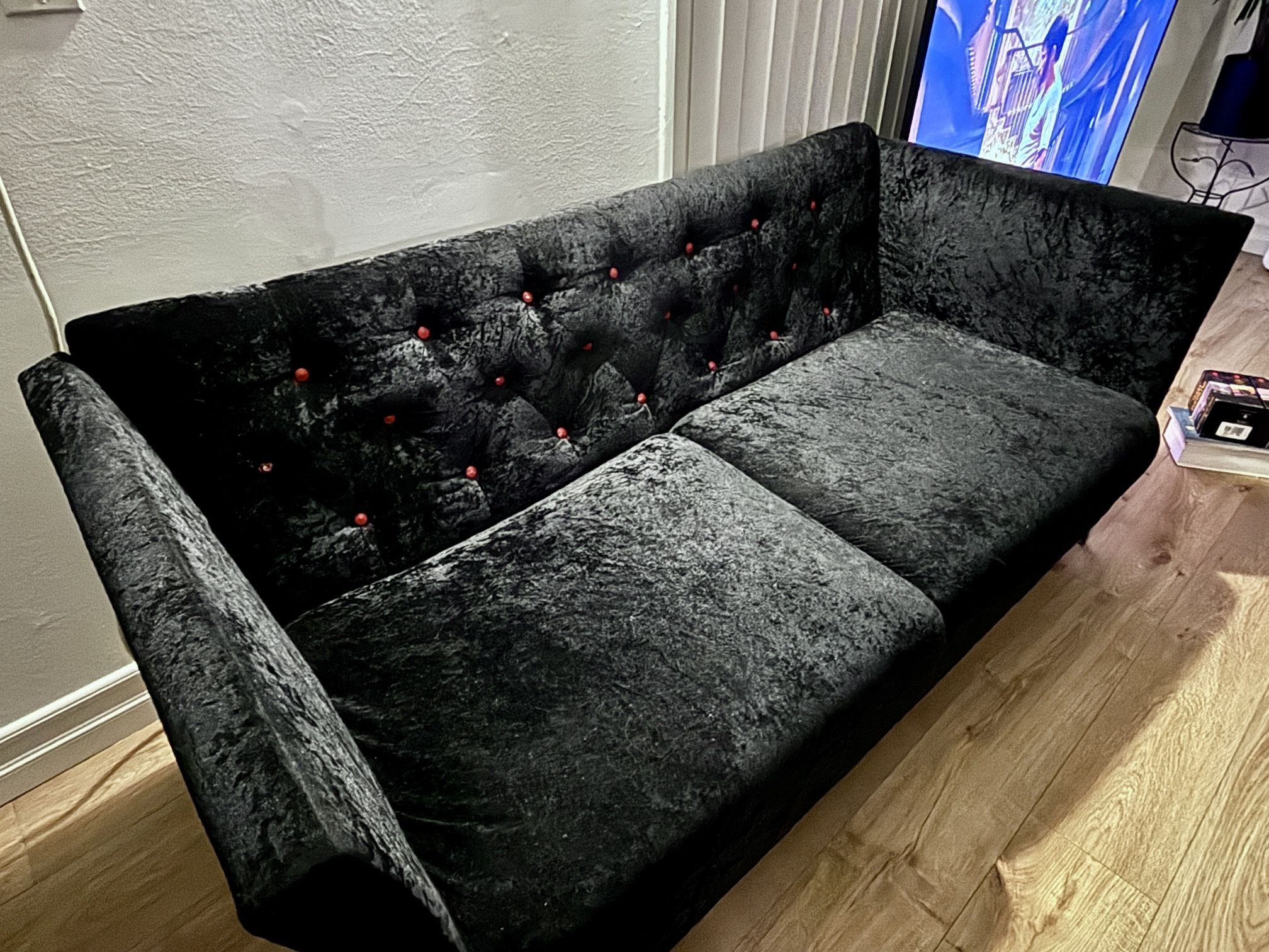 Black Velvet Comfy Loveseat Couch