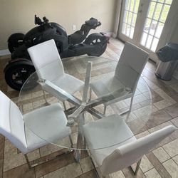 Glass Table And Chairs $300