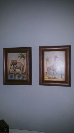 Kids room deco animal art frames 19x15