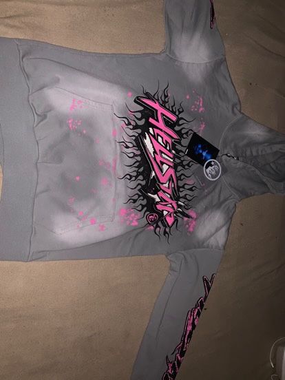 Hellstar ,Hoodie ,Grey and pink ,Size S