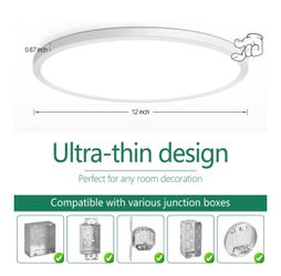 12 Inch LED Flush Mount Ceiling Light Fixture, Dimmable, 3200LM$20 each