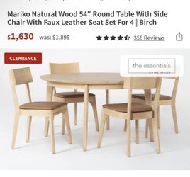 Mariko natural wood table and chairs