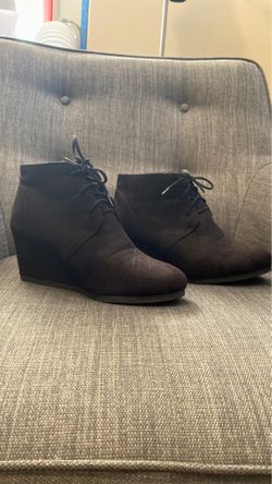Black Suede wedge booties size 9