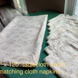 Rectangular Table Cloth - 60” X 120” w/Matching Cloth Napkins