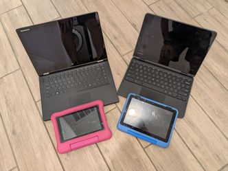 Lenovo laptop, Lenovo Chromebook, 2 Amazon fire tablets (AS IS)