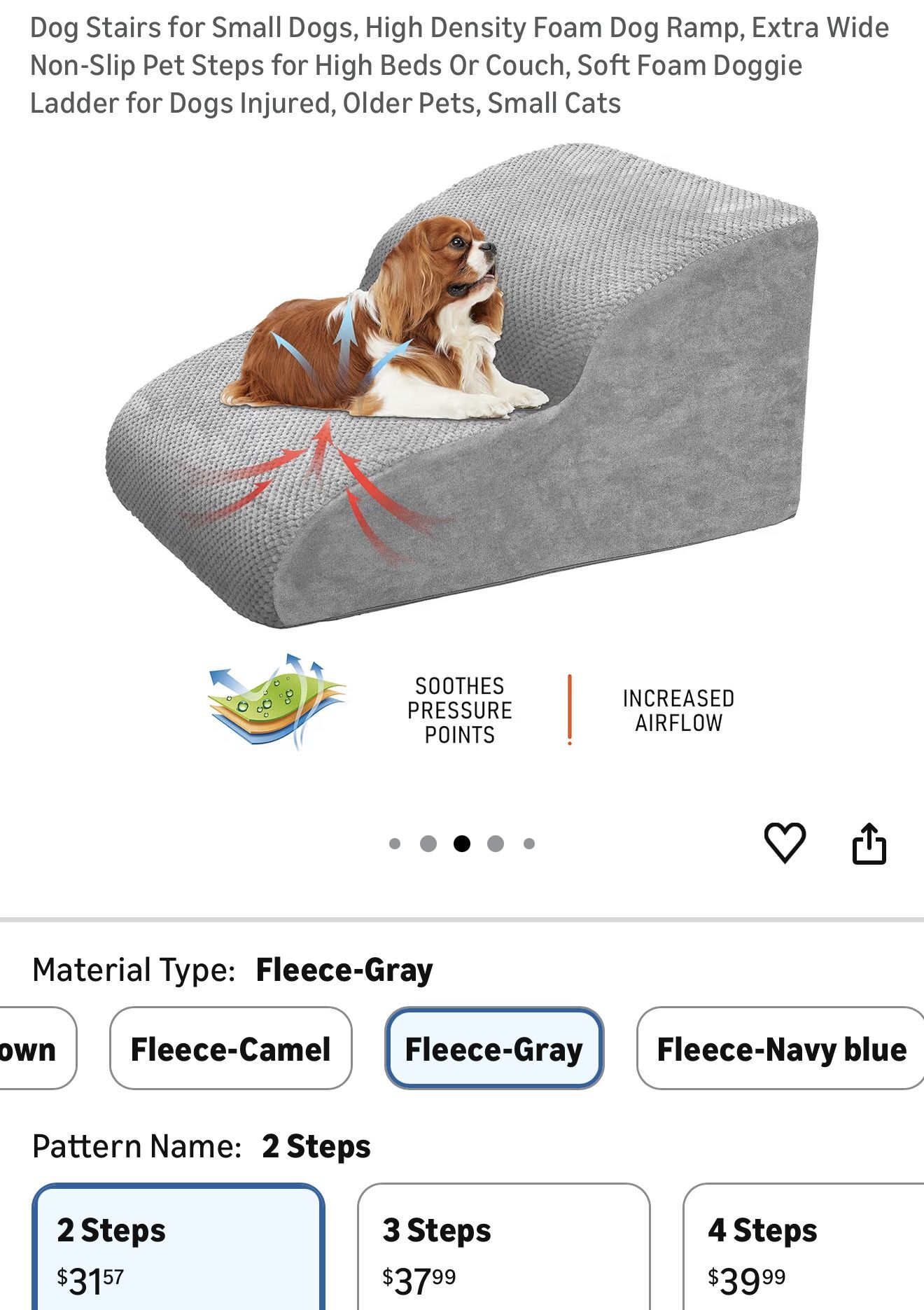 Dog Stairs for Small Dogs, High Density Foam Dog Ramp, Extra Wide Non-Slip Pet Steps