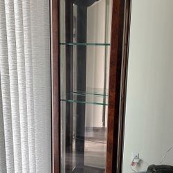 Large Wood Lighted Curio Cabinet