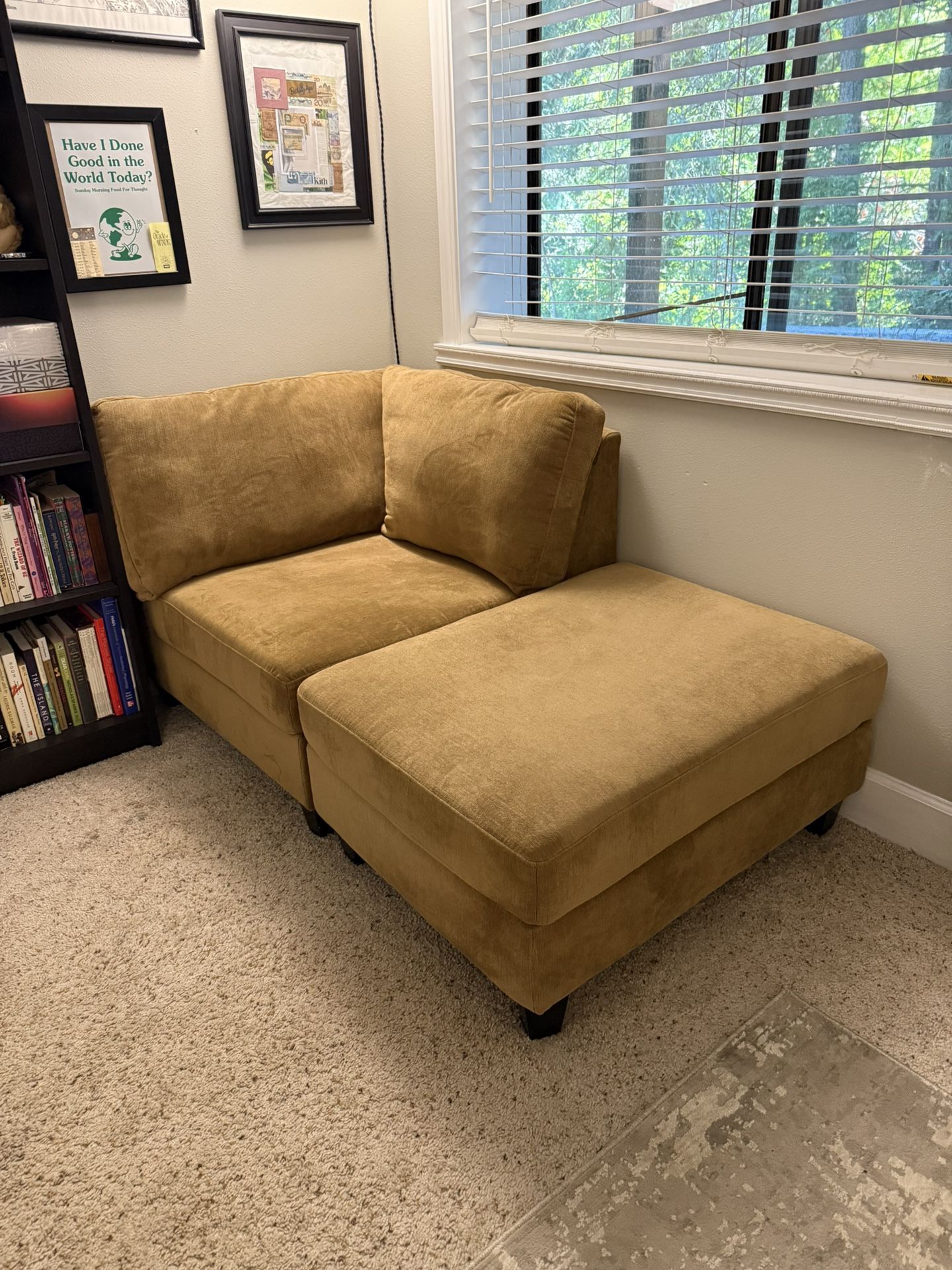 Suede Sofa Chair And Ottoman