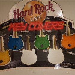 VINTAGE 4 Hard Rock Cafe silicone guitar shaped keycovers