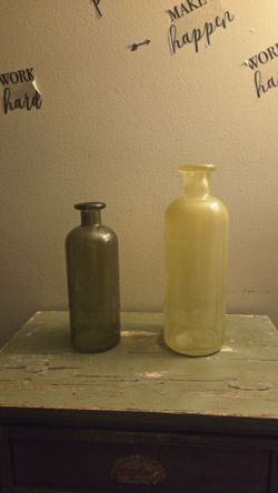 Decorative Glass Bottle Vases Set of 2