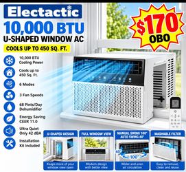 Electactic 10,000 BTU U-Shaped Window Air Conditioner – 115V – New