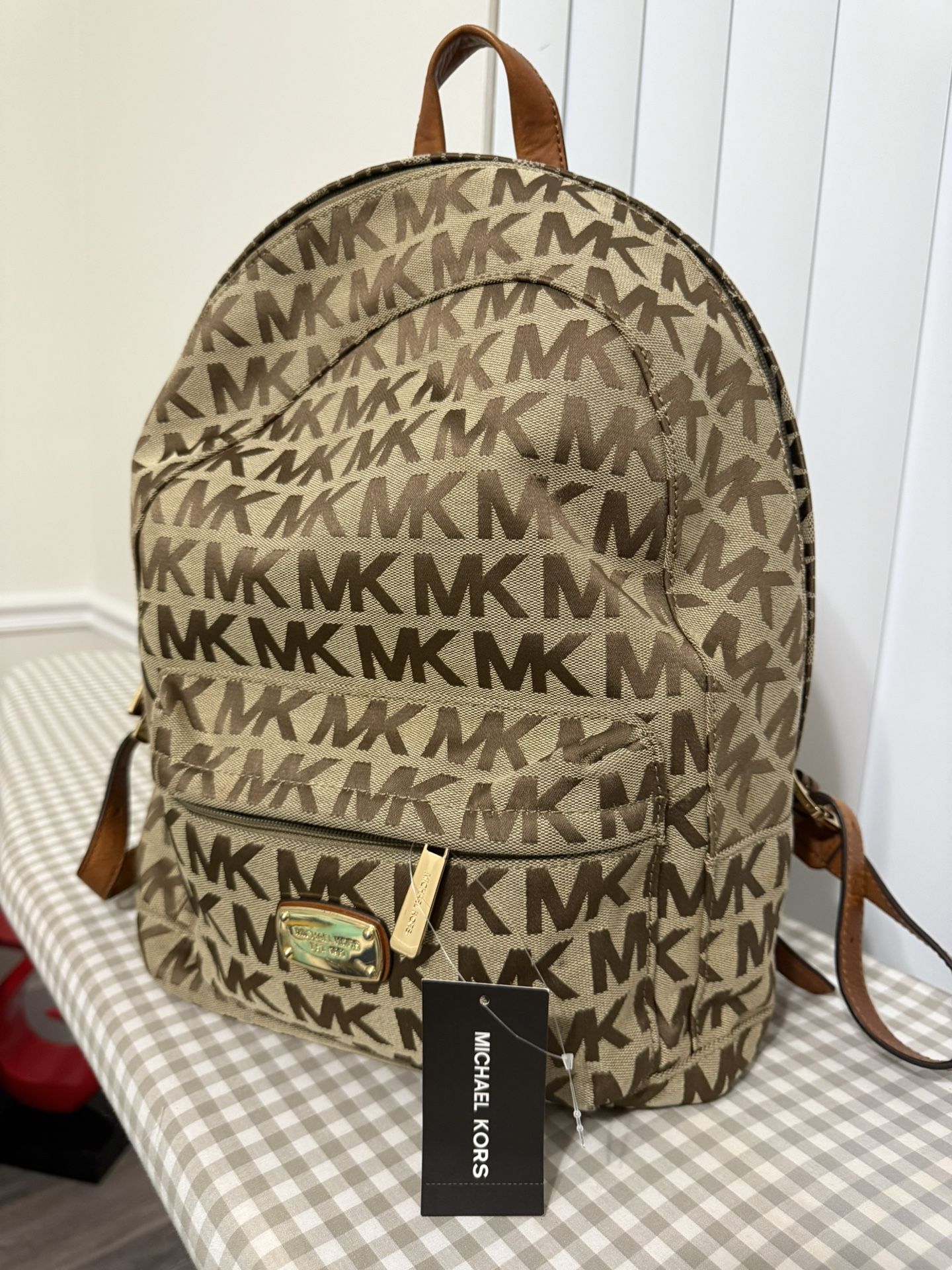 Pretty Michael Kore Large BagPack! Beige -Mocha ! Brand New ( Ask For Price)