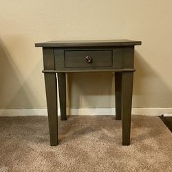 SOLID WOOD 18 inch Wide Square Transitional End Side Table in Farmhouse Grey