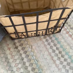 2 Laundry Baskets. 1 Farm style  Metal frame other cloth