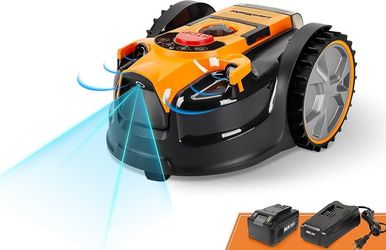 LawnMaster OcuMow Perimeter Wire Free Robot Lawn Mower Cuts Small Lawns 1000-2000 Square Feet with Optical Navigation, Obstacle Avoidance, Low Noise a