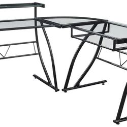 L Shaped Glass Desk