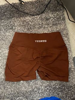 YEOREO GYM SHORTS BROWN SIZE MEDIUM- worn only couple times like new!! - $25