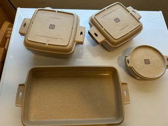 Vintage Littonware Microwave & Conventional Oven Cookware Set - 4 Pc Speckled Tan