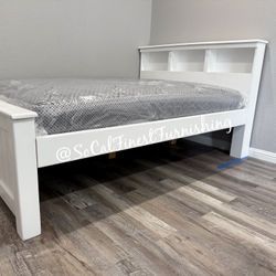White Full Bed With Mattress 