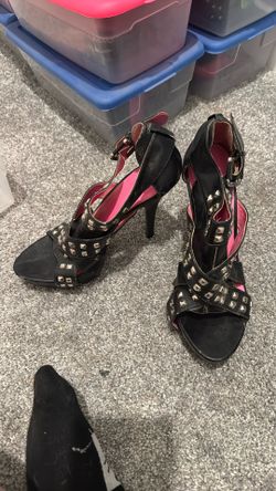 Black Riveted Promise Strappy Heels