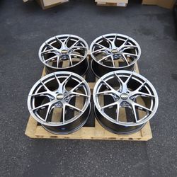 New 19 Inch BBS FI-R Style Wheels 19x9.5 +35 5x120 Dark Silver Hyper Black Rims Set of 4 CB72.6