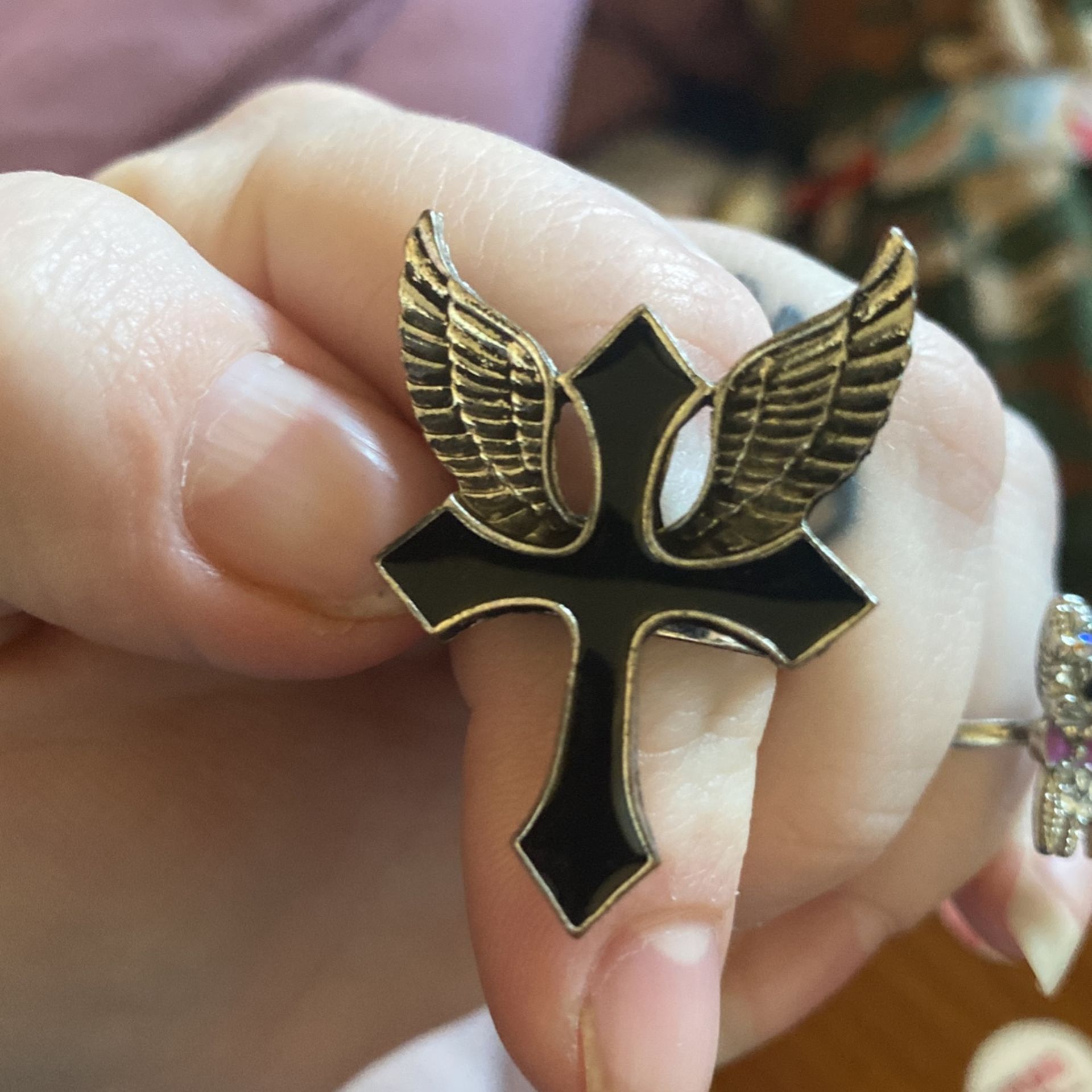 Wing Cross Ring And Kitty Ring