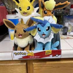 Pokémon 4 Pack Plush (Eevee Evolutions) 8”