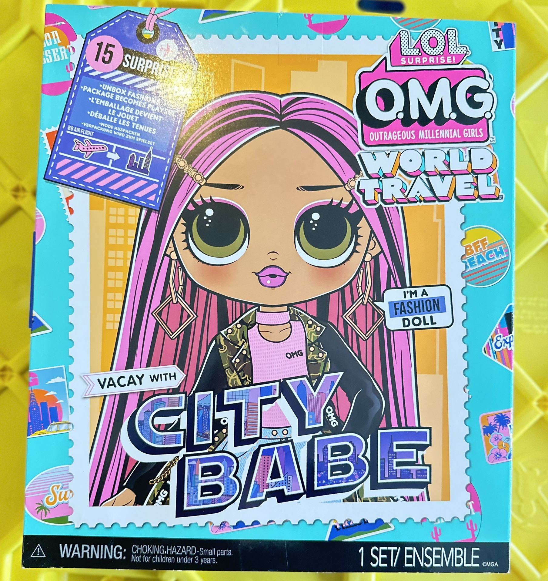 LOL Surprise OMG World Travel CITY BABE Fashion Doll Includes 15 Surprises