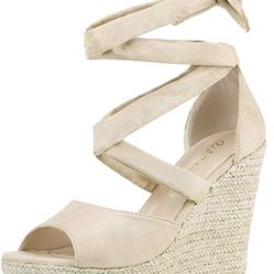 Allegra k Women's Lace Up Espadrilles Wedges Sandals