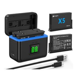 Insta 360 X5 Battery, 2 Pack 2850mAh Insta360 x5 Battery Bundle with Dual Fast Charger, Battery Level Display, Compatible with Insta360 X5 Camera (Bat