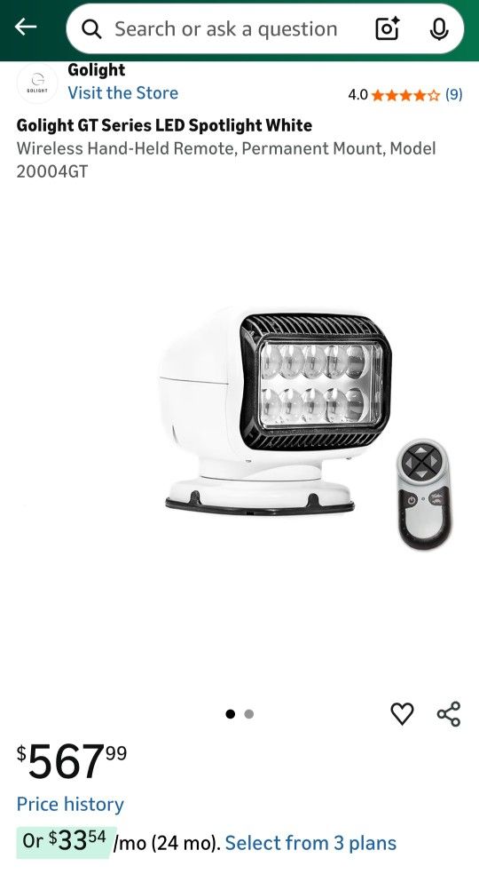 Golight GT Radioray Spotlight 20004GT