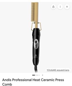 Andis electric ceramic pressing comb with a gold tone. Features on/off controls ip to 450 on the handle.  New no box