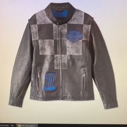 Harley Davidson Blue Steel Leather Jacket (Converts to vest)